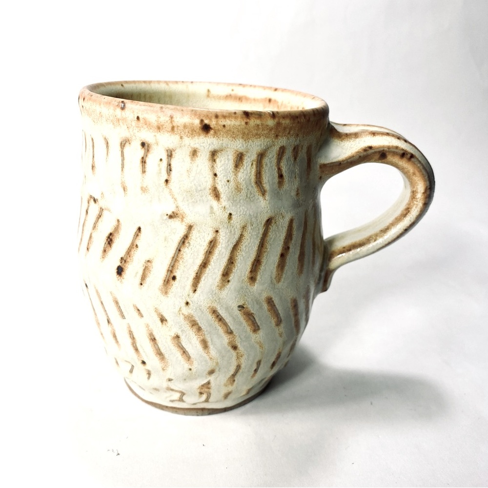 Art Studio Pottery Yellow Tan Handmade Artist Maker Coffee Tea Mug